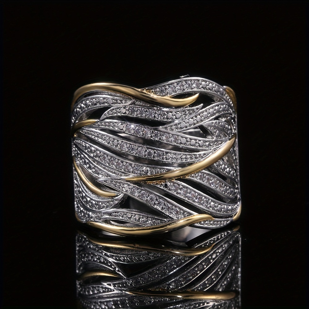 Women's Wide Band Rings with Zirconia Stones Wrap Style Holiday Gift